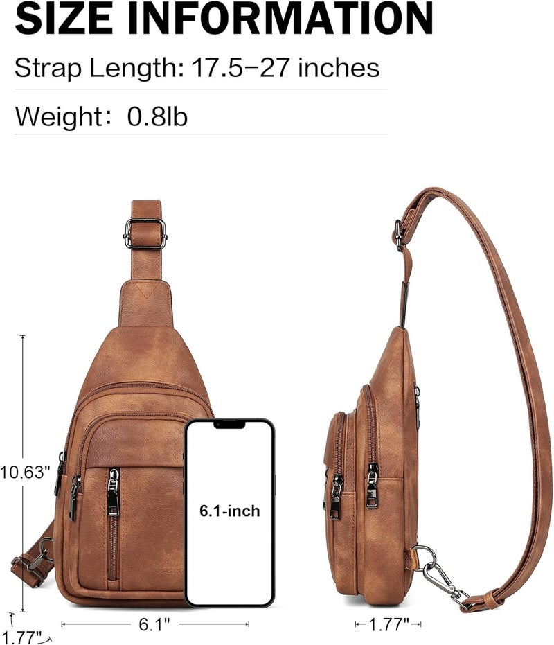 MASINTOR Sling Bag for Women - Crossbody Bags Fanny Pack with Vegan Leather - Adjustable Sling Backack for Travel - Image 4